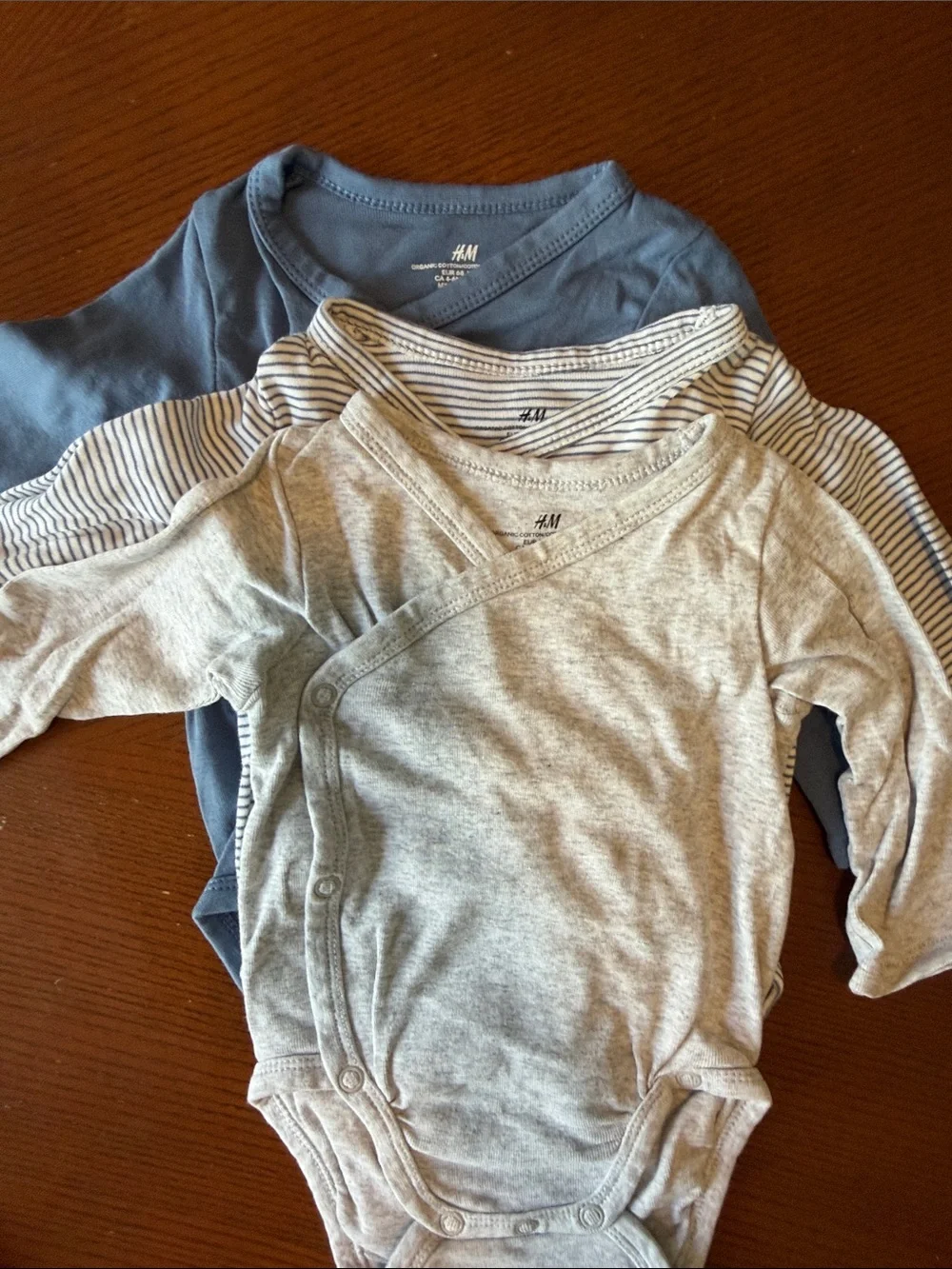 H&M organic cotton snap bodysuit one piece 3-6M set of 3